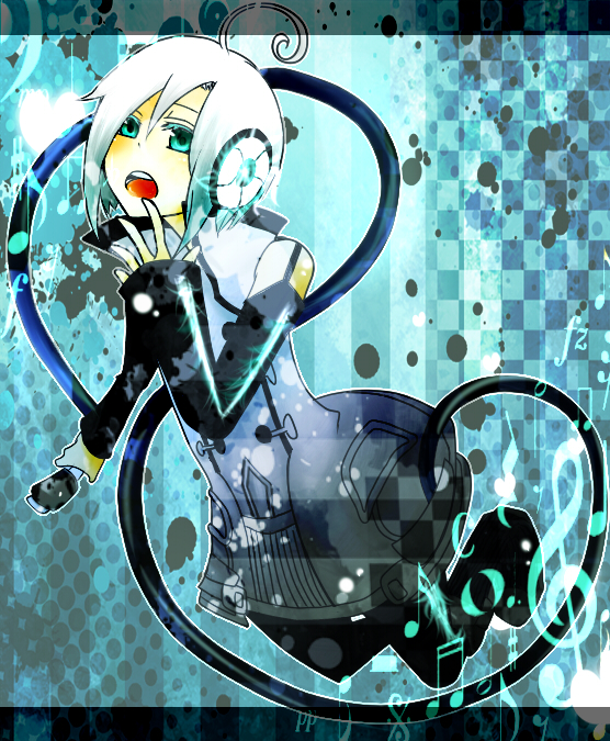 1boy, androgynous, antenna_hair, aqua_eyes, buttons, checkered_background, colored_eyelashes, commentary_request