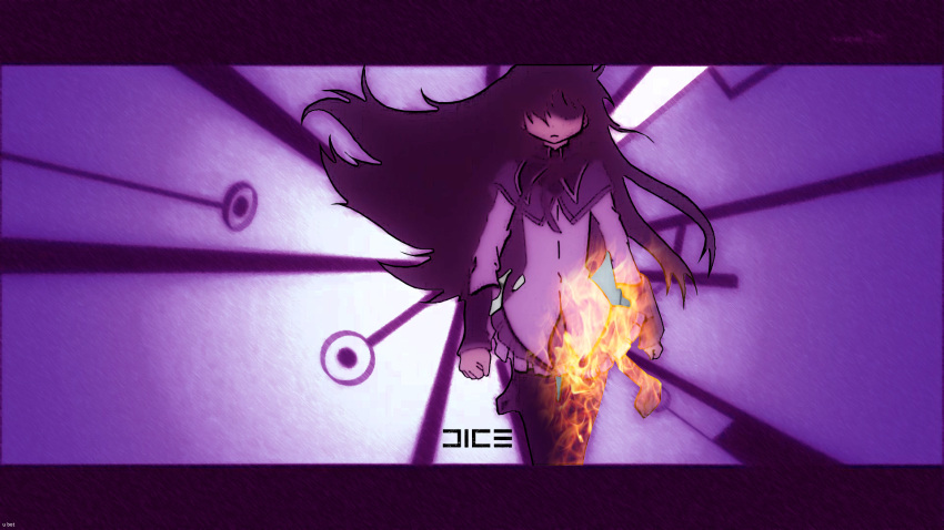 akemi_homura, battlefield:_bad_company_2, black_hair, highres, long_hair, mahou_shoujo_madoka_magica, parody