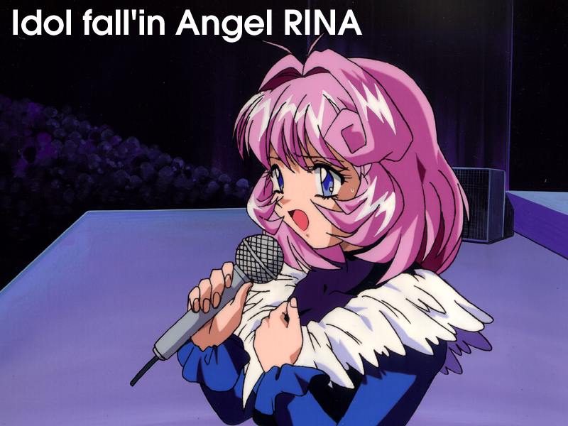 1990s_(style), 1girl, blue_eyes, blush, cool_devices, non-web_source, open_mouth, pink_hair