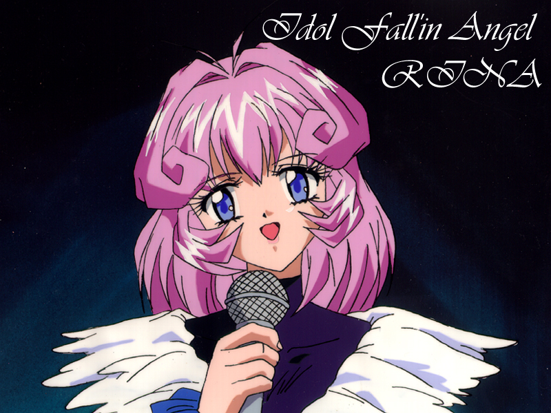 1990s_(style), 1girl, blue_eyes, blush, cool_devices, non-web_source, open_mouth, pink_hair