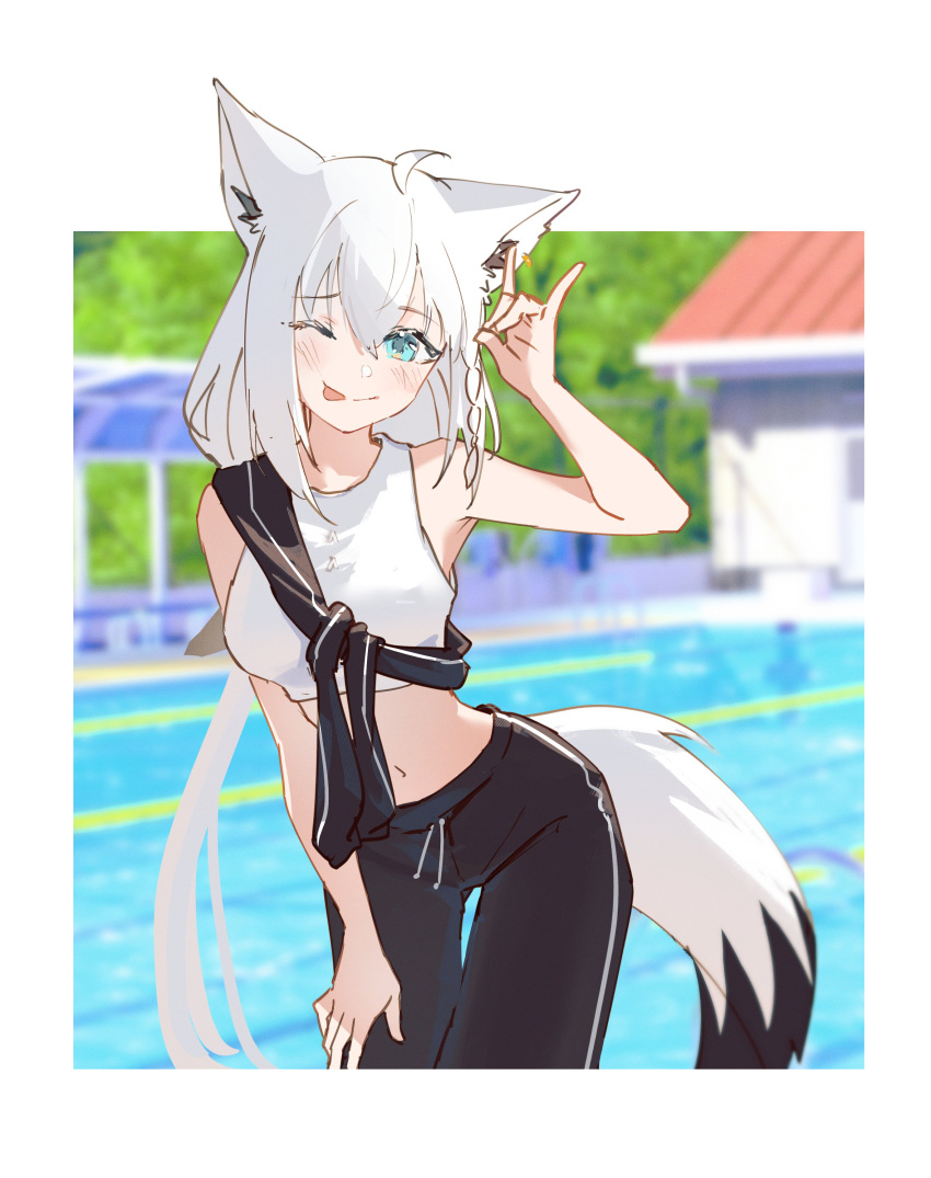 1girl, absurdres, ahoge, alternate_costume, animal_ear_fluff, animal_ear_piercing, animal_ears, aqua_eyes