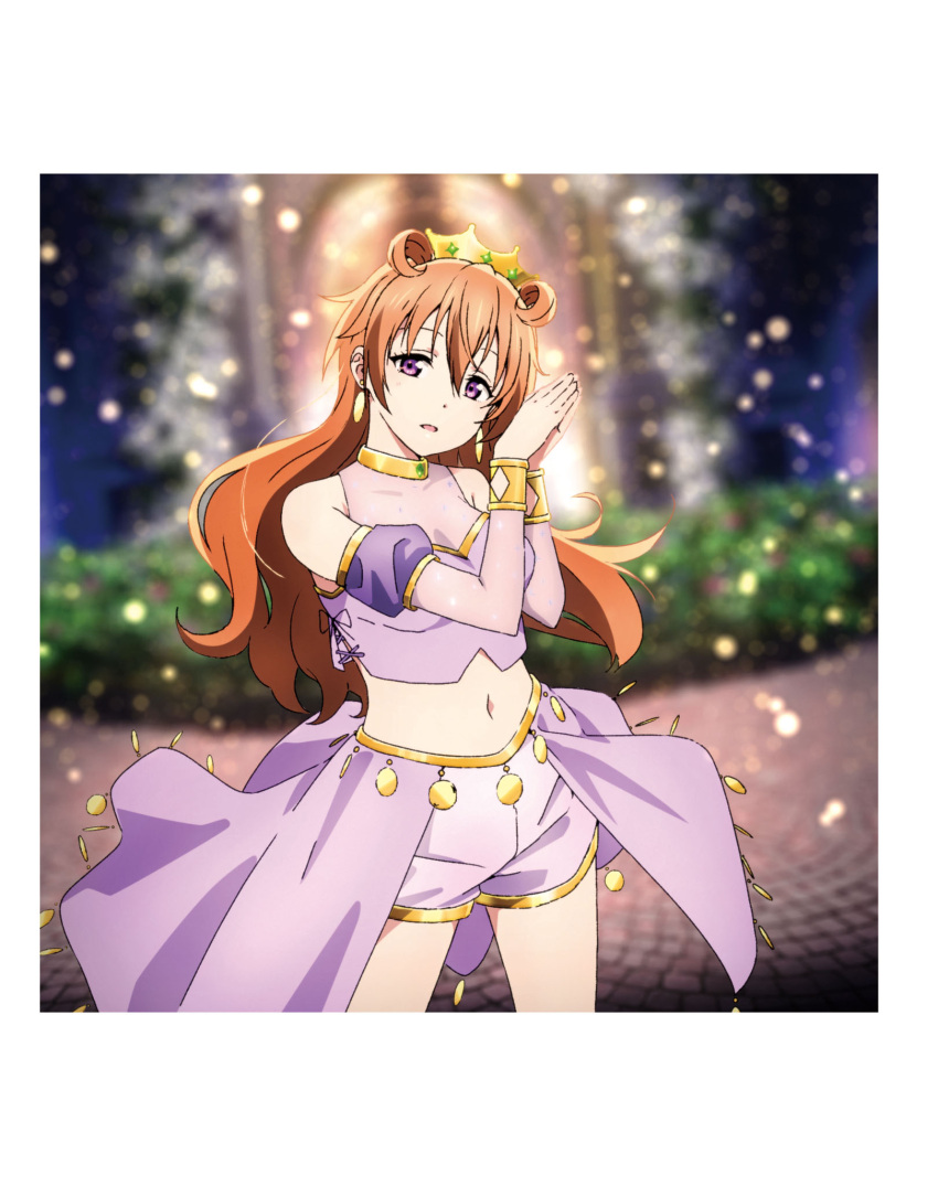1girl, artbook, bracelet, breasts, brown_hair, butterfly_(love_live!), christmas_tree, detached_sleeves