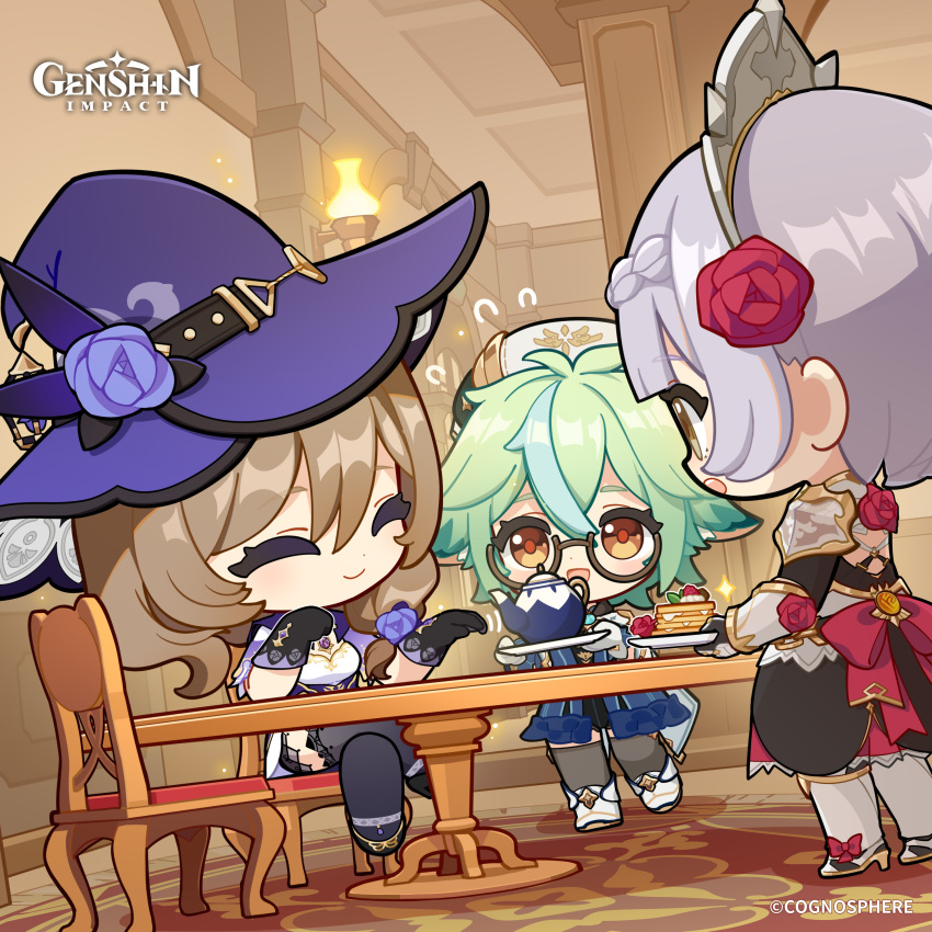 3girls, absurdres, armor, black_shoes, blunt_bangs, boots, braid, breasts