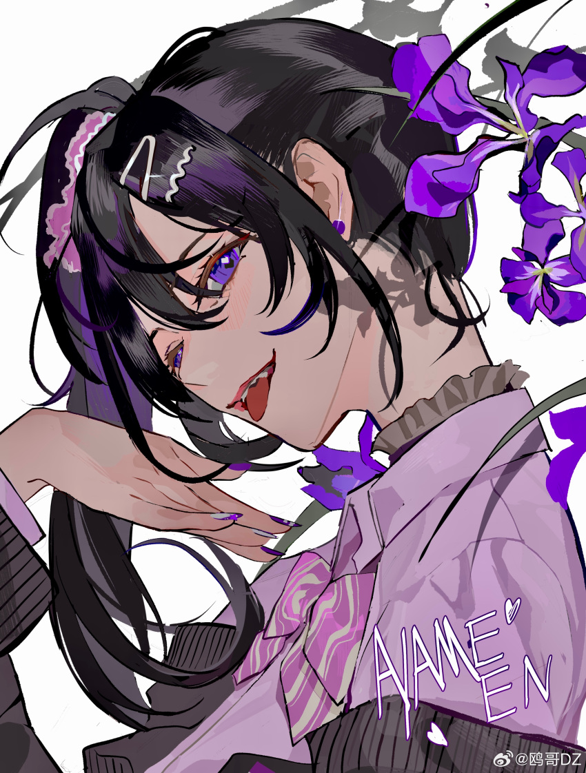 1girl, absurdres, ayame_en_(ouge_dz), black_choker, black_hair, black_jacket, bow, bowtie