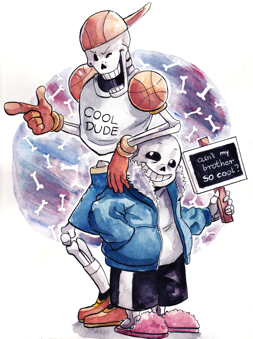 2016, 2boys, 2d, absurdres, alternate_costume, arm_on_another's_head, back-to-back, backwards_hat