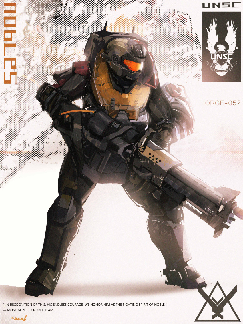 1boy, absurdres, armor, artist_name, assault_visor, backpack, bag, character_name