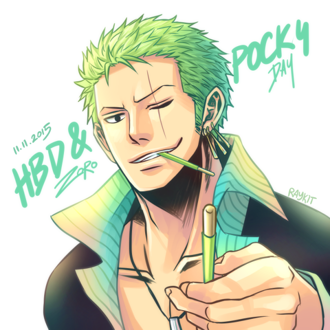 1boy, artist_name, collared_shirt, dated, earrings, food, green_hair, happy_birthday