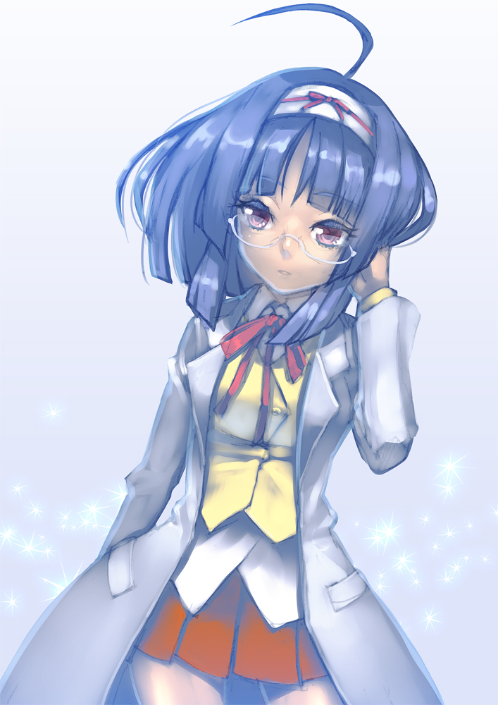aro_(charged_time_out), bad_id, blue_hair, face, glasses, hairband, jewel_pet_tinkle, jewelpet_(series)