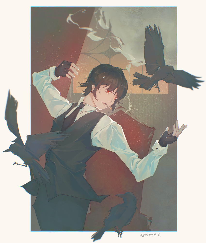 1boy, absurdres, black_hair, gensou_getsumen_rt, hellsing, highres, solo, walter_c._dornez