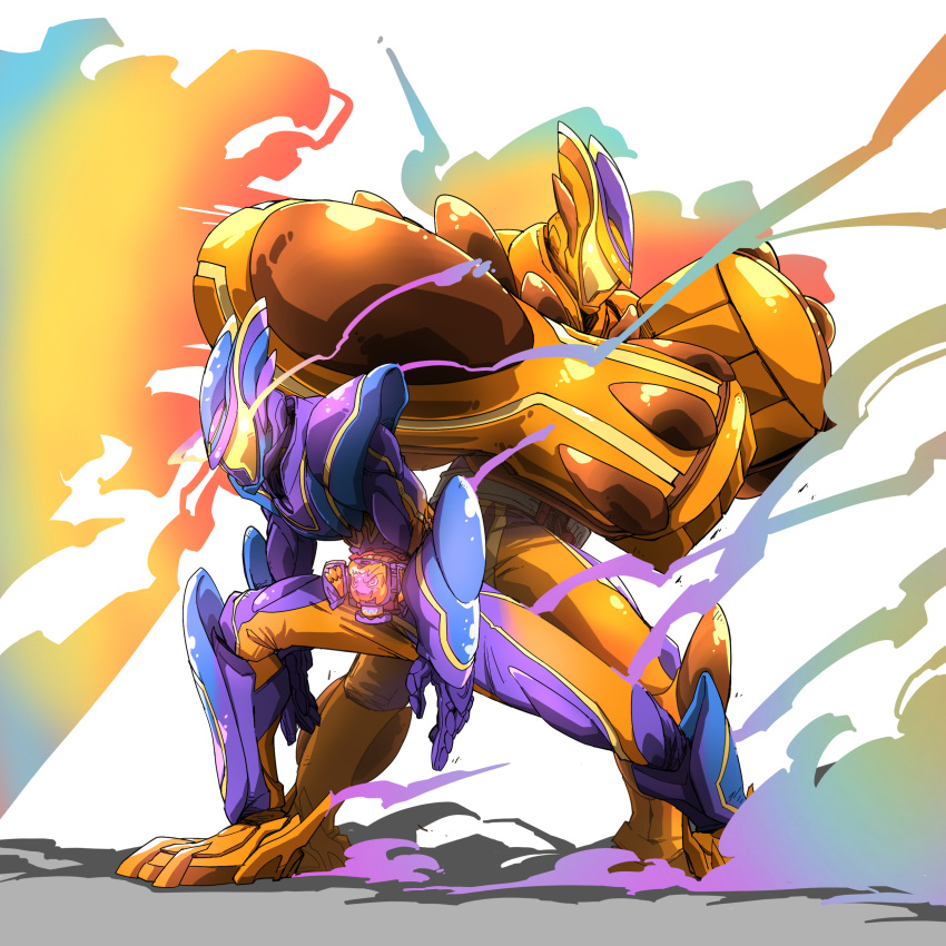 1boy, absurdres, arm_up, armor, dual_persona, gochipod, henshin_belt_gavv, highres