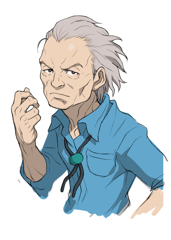1boy, blue_shirt, bolo_tie, bright_pupils, brown_eyes, closed_mouth, collared_shirt, commentary_request
