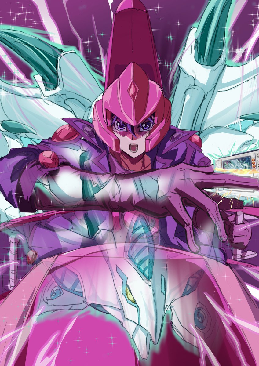 1boy, black_hair, blue_jacket, brown_gloves, card, d-wheel, dragon, duel_monster
