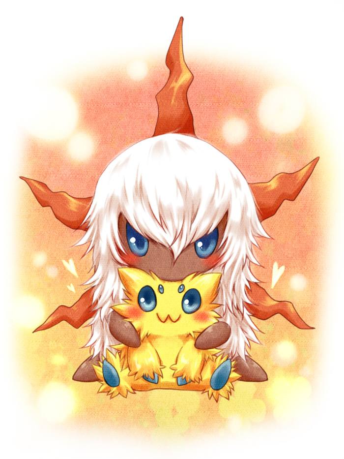 blush, joltik, kuronekotarou, larvesta, no_humans, pokemon, pokemon_(creature), pokemon_(game), pokemon_black_and_white, pokemon_bw