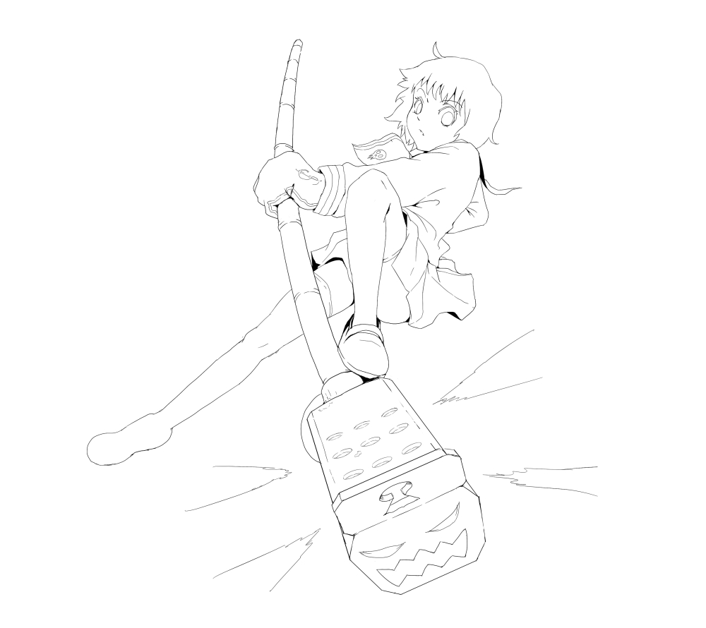 character_request, jacquiline_o_lantern_dupre, kim_diehl, lineart, monochrome, short_hair, soul_eater, taichi_(tomo)