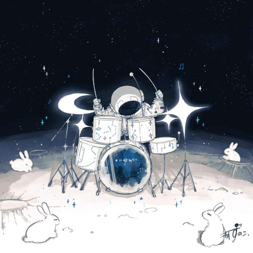 1other, animal, artist_name, astronaut, beamed_sixteenth_notes, closed_eyes, commentary, crater