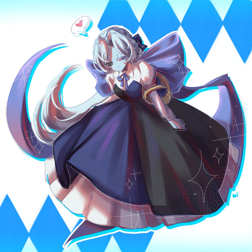 1girl, aqua_sclera, asymmetrical_eyelashes, blue_dress, blue_eyes, blue_skin, cloak, colored_sclera