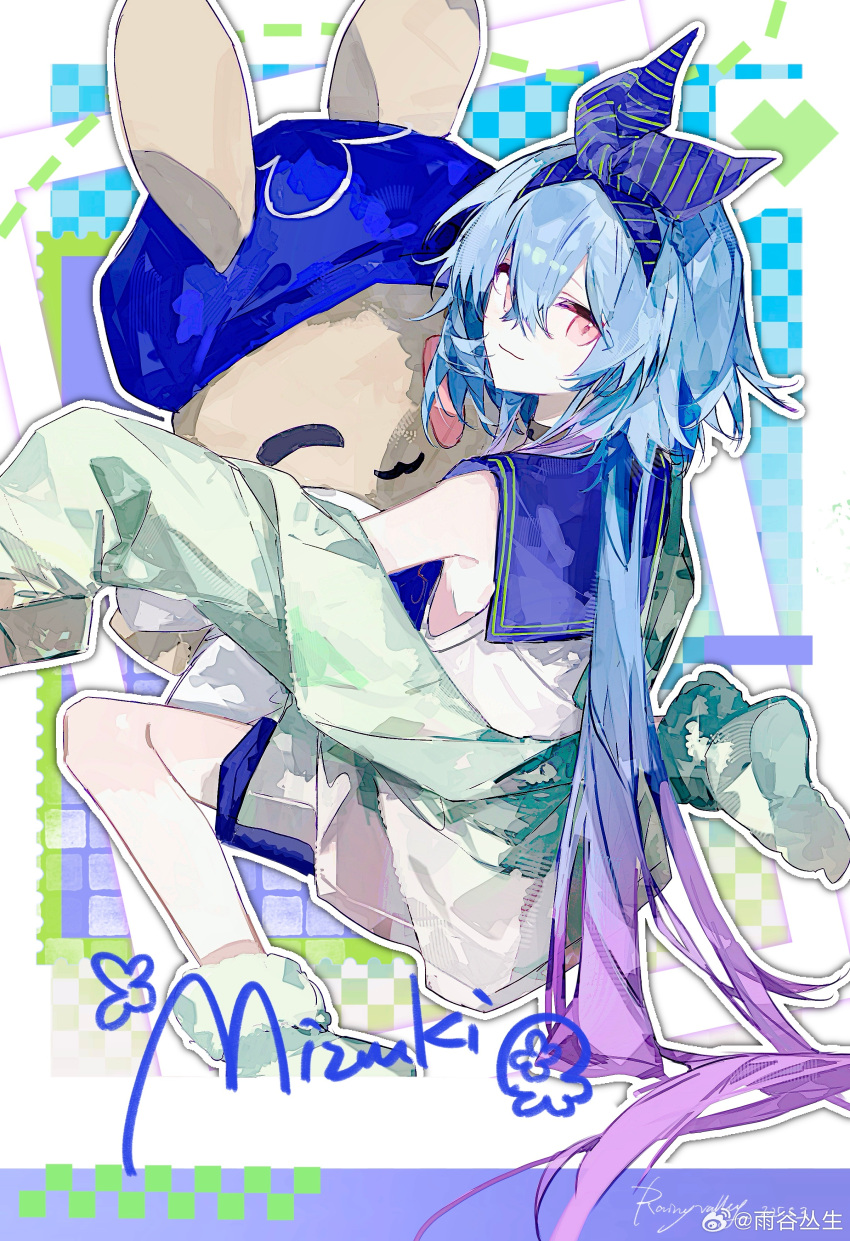 1boy, absurdres, alternate_costume, arknights, artist_name, blue_hair, buqiyong, character_name