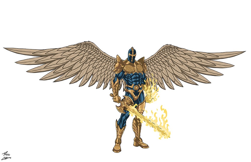 1boy, angel, angel_wings, armor, blue_bodysuit, bodysuit, boots, commission