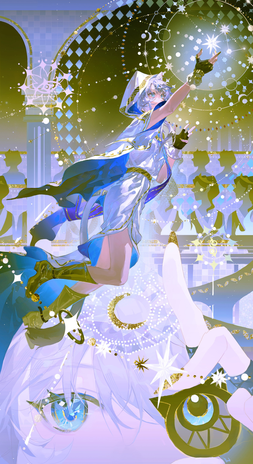 1girl, absurdres, animal_ears, black_gloves, blue_eyes, boots, cat_ears, cat_girl