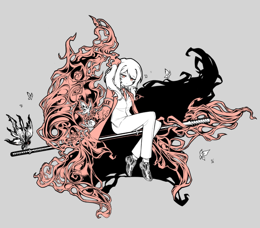 1girl, ardor_blossom_star_(e.g.o), bug, butterfly, coat, collared_shirt, e.g.o_(project_moon), faust_(project_moon)