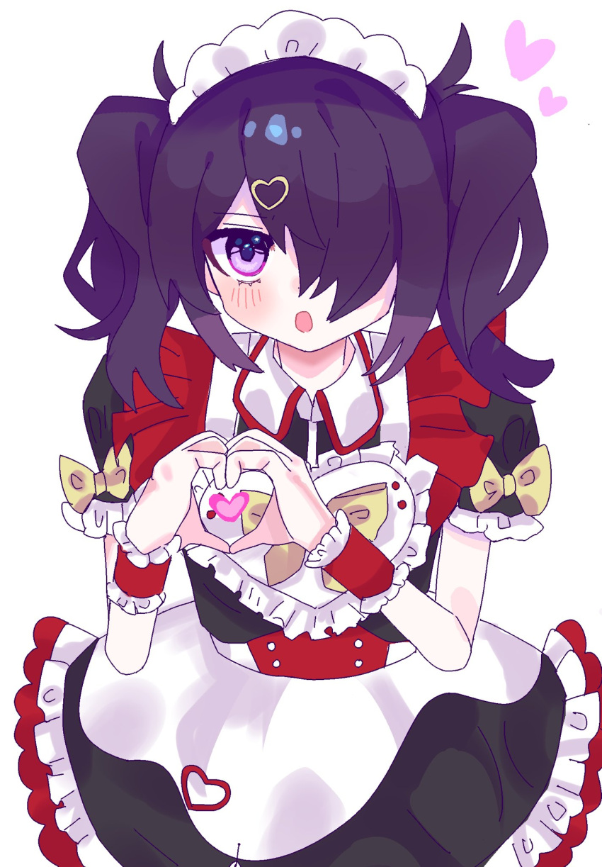 1girl, ame-chan_(needy_girl_overdose), apron, black_hair, collared_shirt, dress, frilled_dress, frilled_sleeves