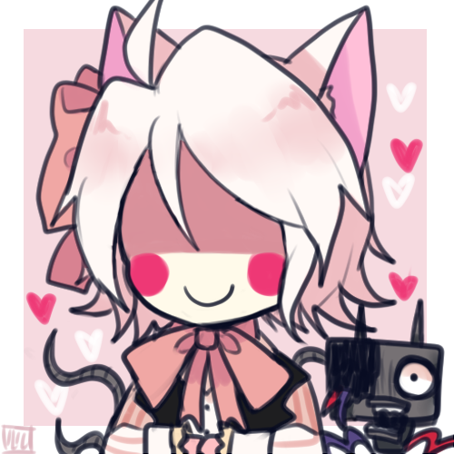 1girl, ahoge, animal_ears, bad_id, bad_tumblr_id, black_vest, bow, bowtie