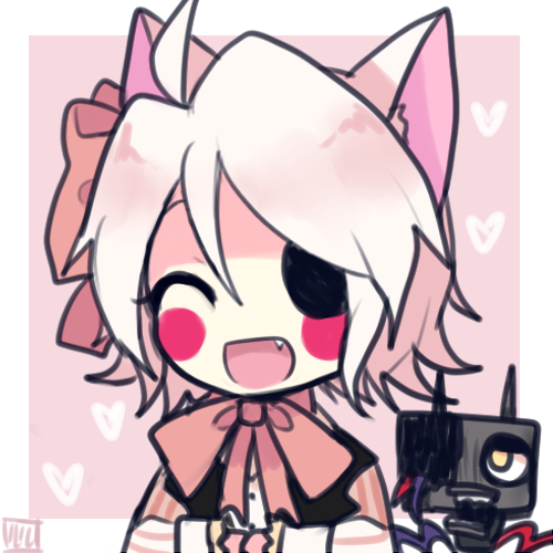 1girl, ahoge, animal_ears, bad_id, bad_tumblr_id, black_vest, bow, bowtie