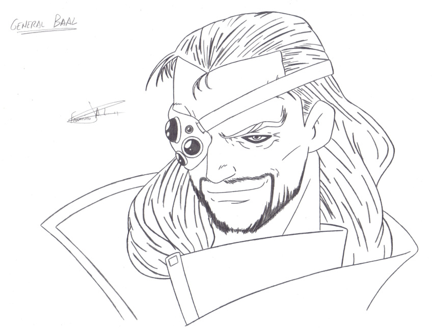 baal_(grandia), fran_armenteros, grandia, highres, male, monochrome, solo