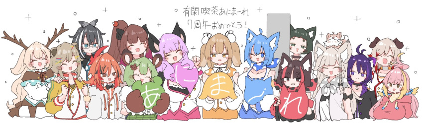 :d, ahoge, animal_ears, animare, antlers, bat_ears, bat_girl, bear_ears