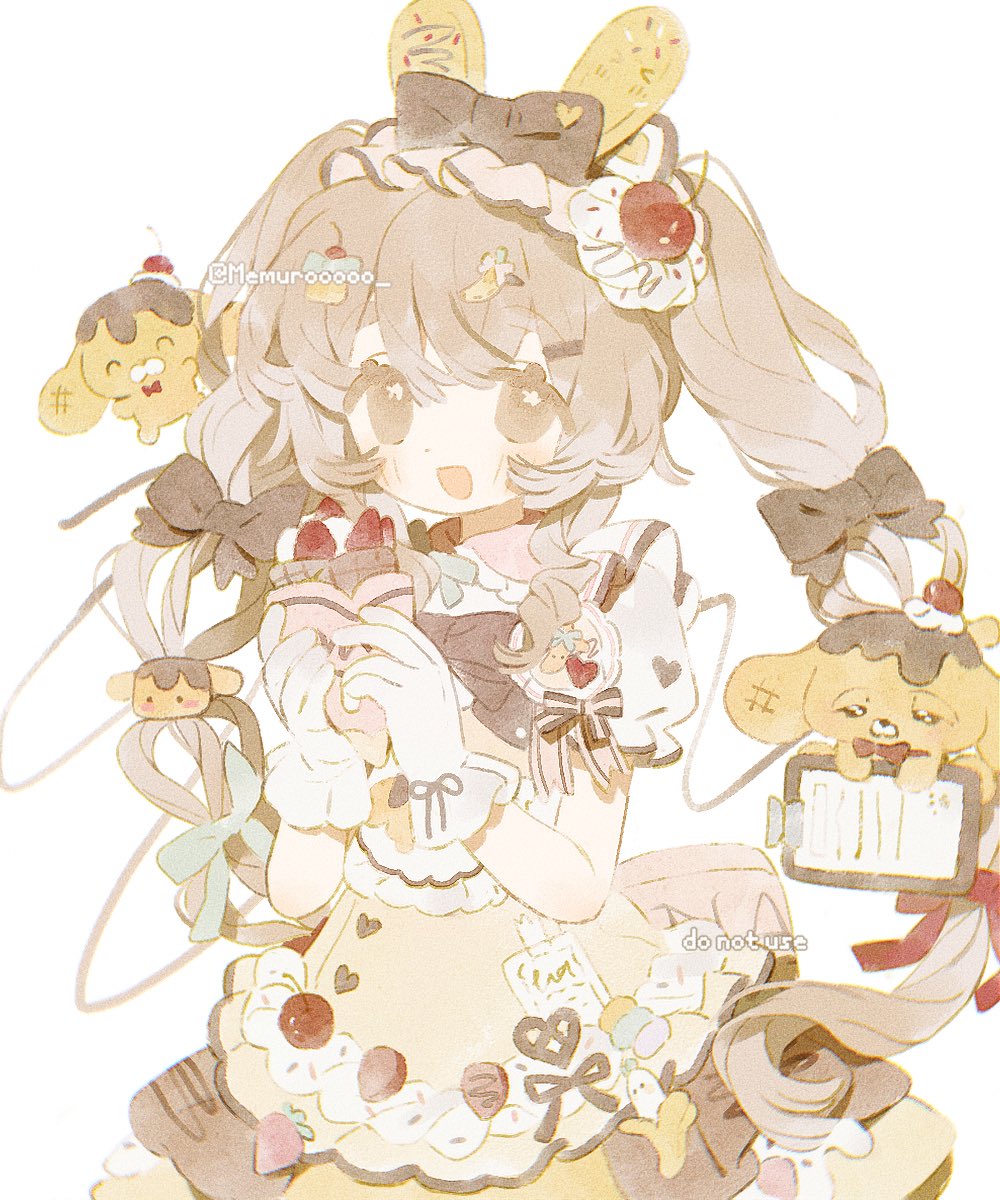 1girl, :d, blush, bow, bowtie, brown_eyes, brown_hair, dress