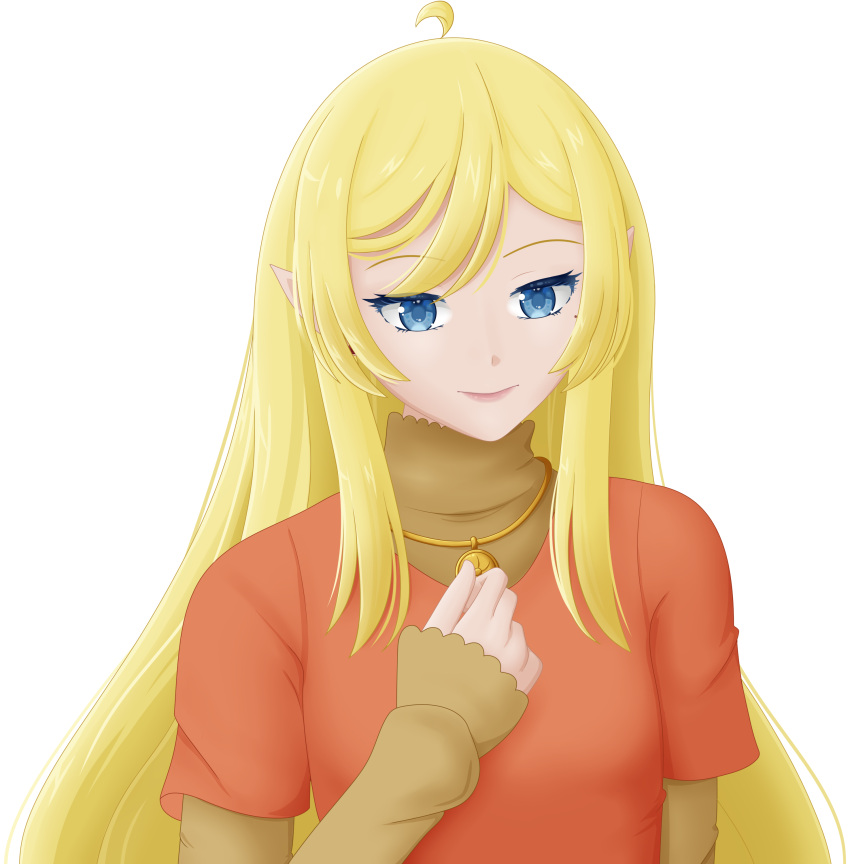1girl, absurdres, ahoge, blonde_hair, blue_eyes, commission, commissioner_upload, dress