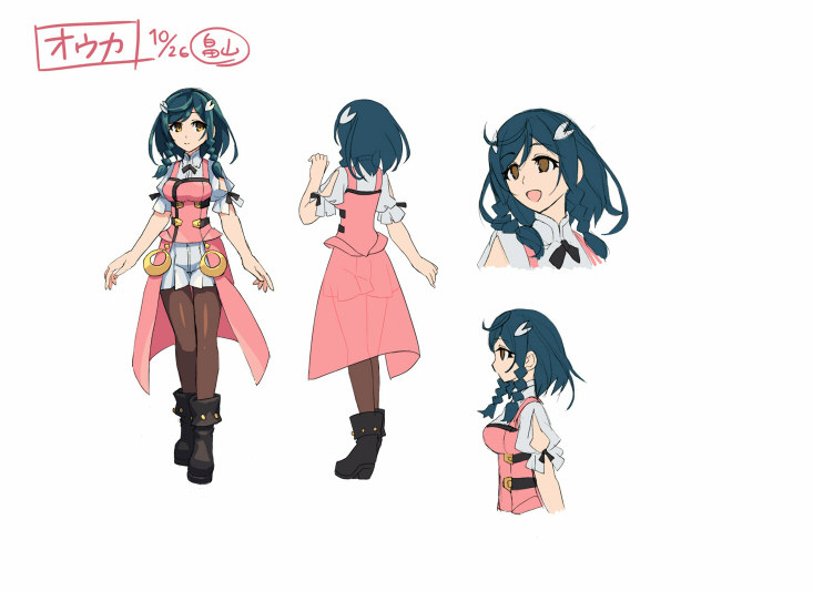 1girl, azure_striker_gunvolt, azure_striker_gunvolt_2, black_pantyhose, blue_hair, bodysuit, breasts, concept_art