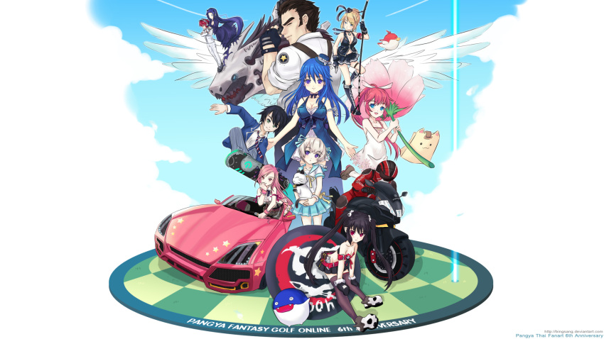 6+girls, arin, azer, bingsang, black_hair, blonde_hair, blue_eyes, blue_hair