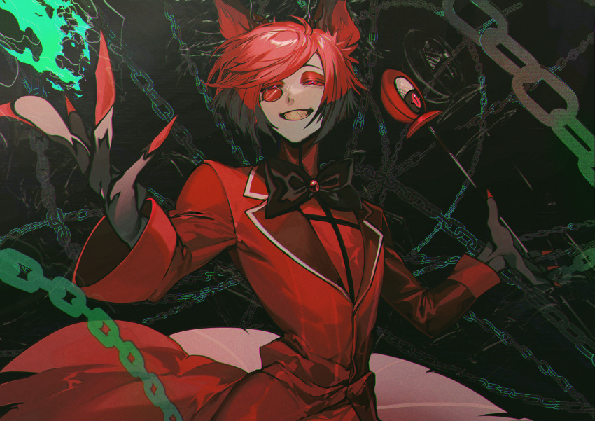 1boy, absurdres, alastor_(hazbin_hotel), albino_(a1b1n0623), antlers, deer_antlers, deer_boy, demon_boy