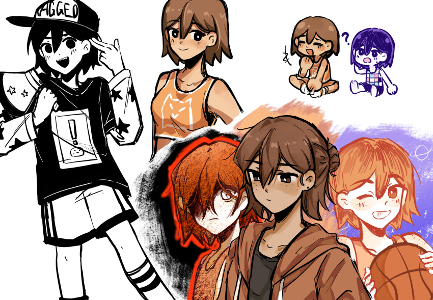 +++, 1girl, 6+boys, :d, ;d, ?, ^_^, alternate_universe