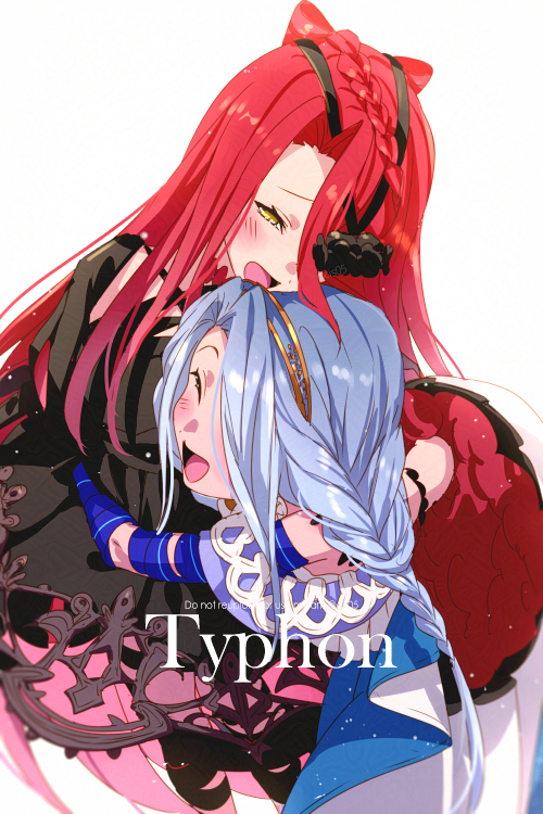 2girls, bare_shoulders, black_dress, blue_eyes, blue_hair, blue_ribbon, blush, bow
