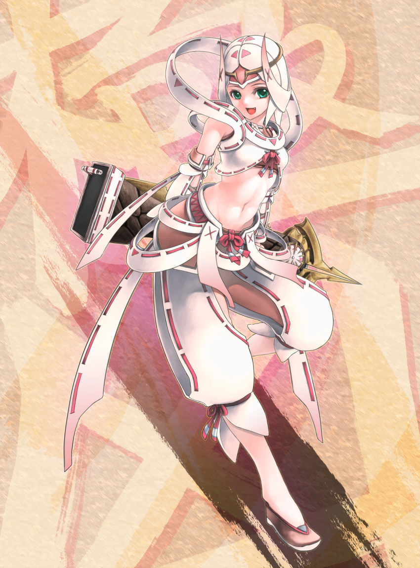 abs, adapted_costume, amatsumagatsuchi, amatsumagatsuchi_(armor), arms_behind_back, bare_shoulders, capcom, circlet