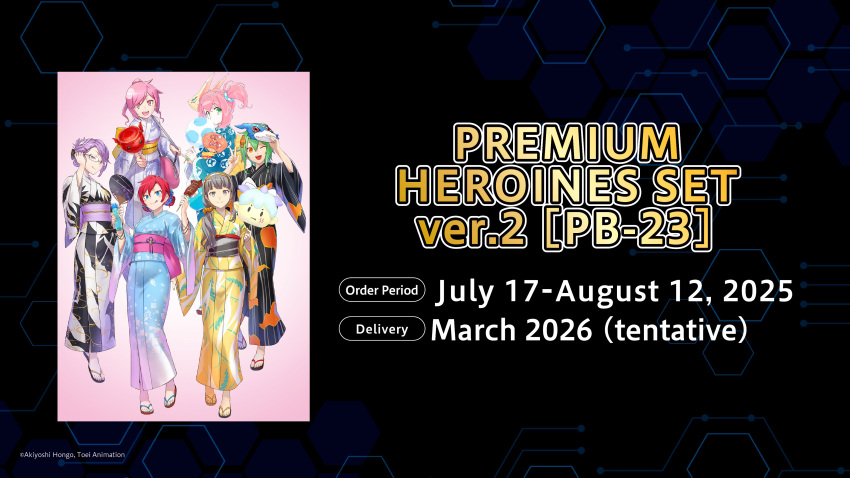 6+girls, absurdres, adjusting_hair, aegiomon, artist_request, black_kimono, blue_eyes, blue_kimono, breasts, character_mask, cotton_candy, digimon, digimon_card_game, digimon_linkz, digimon_story:_cyber_sleuth, digimon_story:_time_stranger, digimon_world_re:digitize, dondokomon, double_bun, food, full_body, gigimon, glasses, green_eyes, green_hair, grey_eyes, grey_hair, group_picture, hair_bun, hand_fan, highres, holding, holding_cotton_candy, holding_fan, holding_food, in-franchise_crossover, japanese_clothes, kimono, kurihara_hina, long_hair, mask, mikagura_mirei, misono_inori, multiple_girls, official_alternate_costume, orange_eyes, pink_background, pink_eyes, pink_hair, purple_hair, purple_kimono, red_hair, release_date, rindou_akiho, shinomiya_rina, shiramine_nokia, short_hair, side_ponytail, simple_background, t-okada, tongue, tongue_out, v-mon, w, white_kimono, yellow_eyes, yellow_kimono