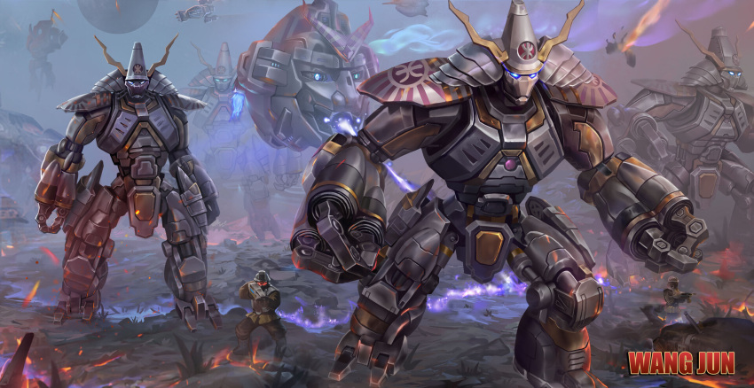 2boys, aircraft, armor, artify, artist_name, assault_rifle, aurora, battle