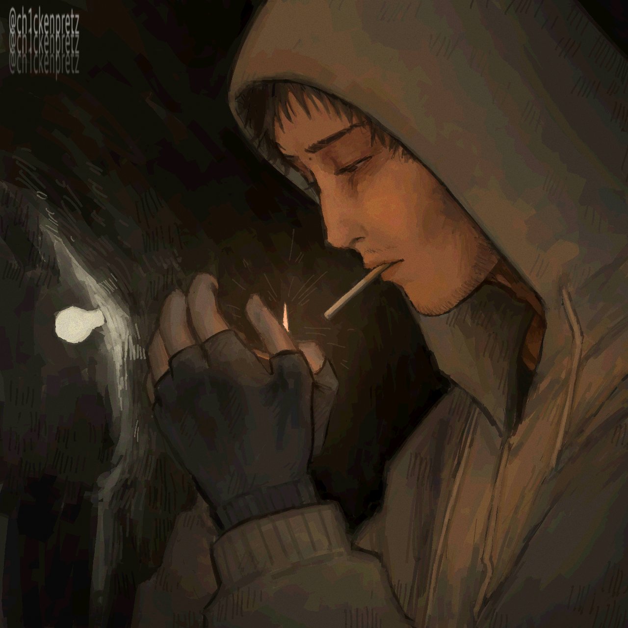 1boy, black_background, black_gloves, black_hair, ch1ckenpretz, cigarette, cry_of_fear, dim_lighting