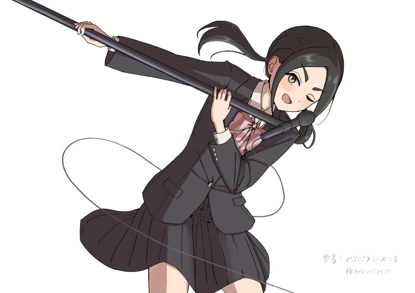 1girl, absurdres, akebi-chan_no_serafuku, black_jacket, black_skirt, blazer, bow, bowtie