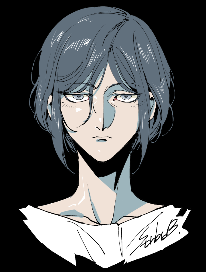 1girl, black_background, closed_mouth, commentary_request, expressionless, hair_between_eyes, ichigo_beeru, kisaragi_ayumi