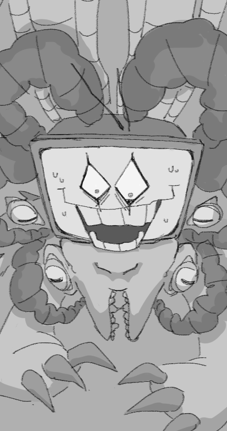 1boy, 2023, 2d, alternate_form, claws, digital_media, extra_eyes, extra_mouth