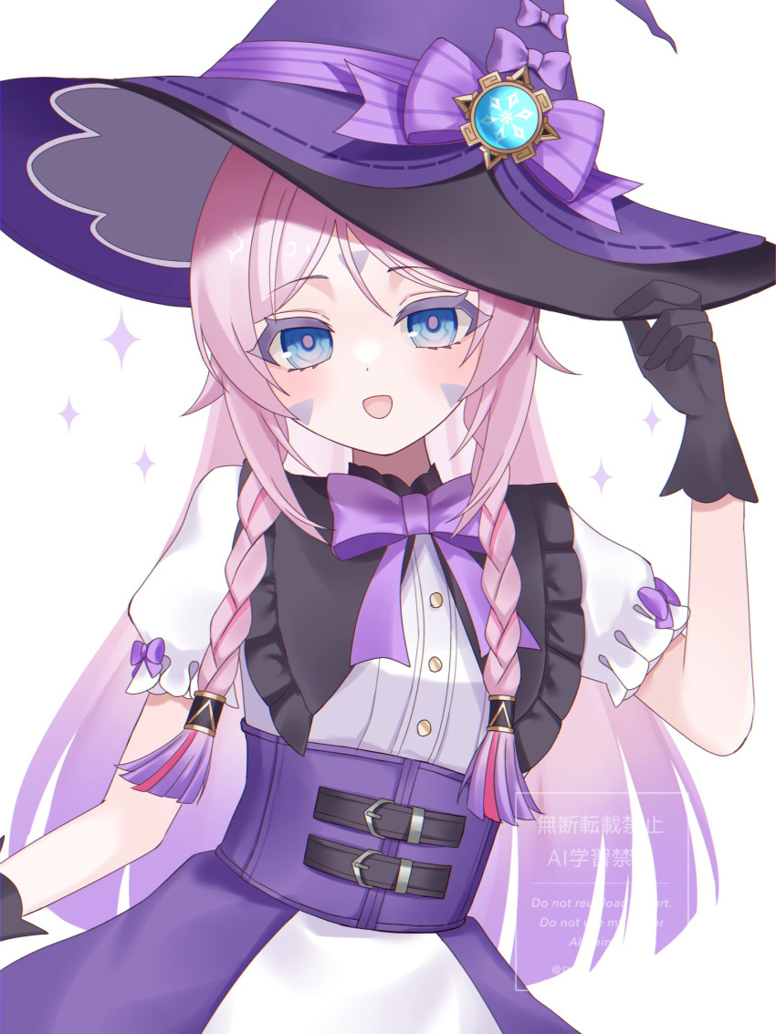 1girl, black_gloves, blue_eyes, blush, bow, bowtie, braid, citlali_(genshin_impact)