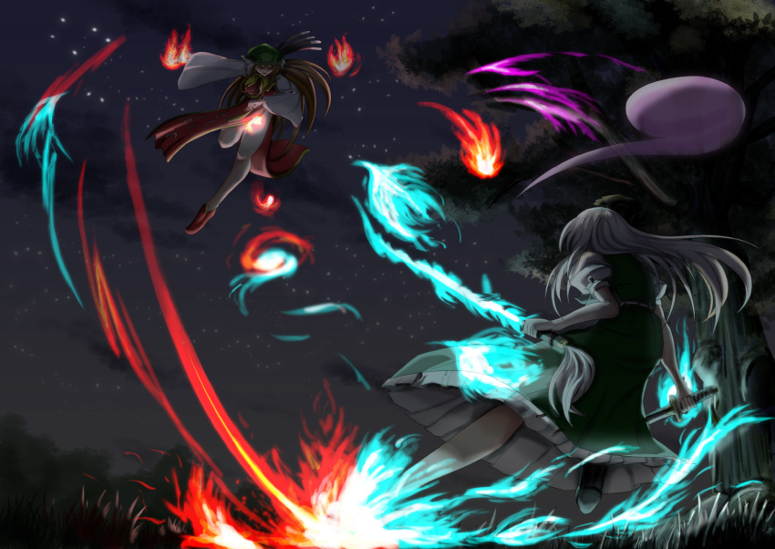 adult, animal_ears, azusayumi_meme, battle, cat_ears, cat_tail, chen, danmaku