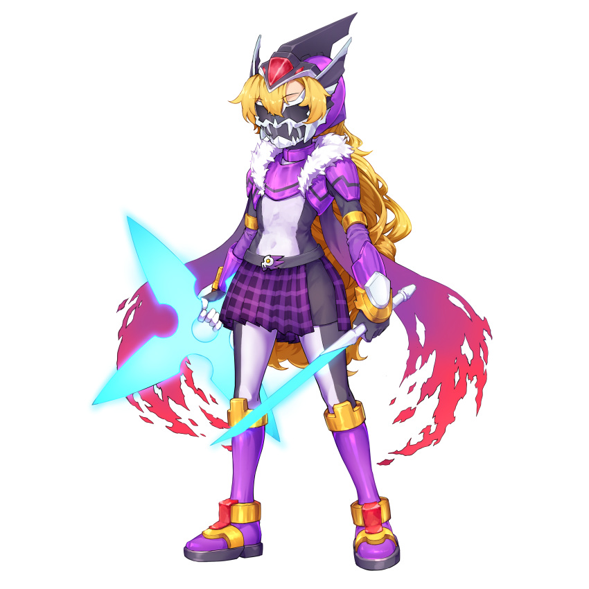 1girl, absurdres, armor, armored_boots, armored_gloves, assault_visor, belt, biometal
