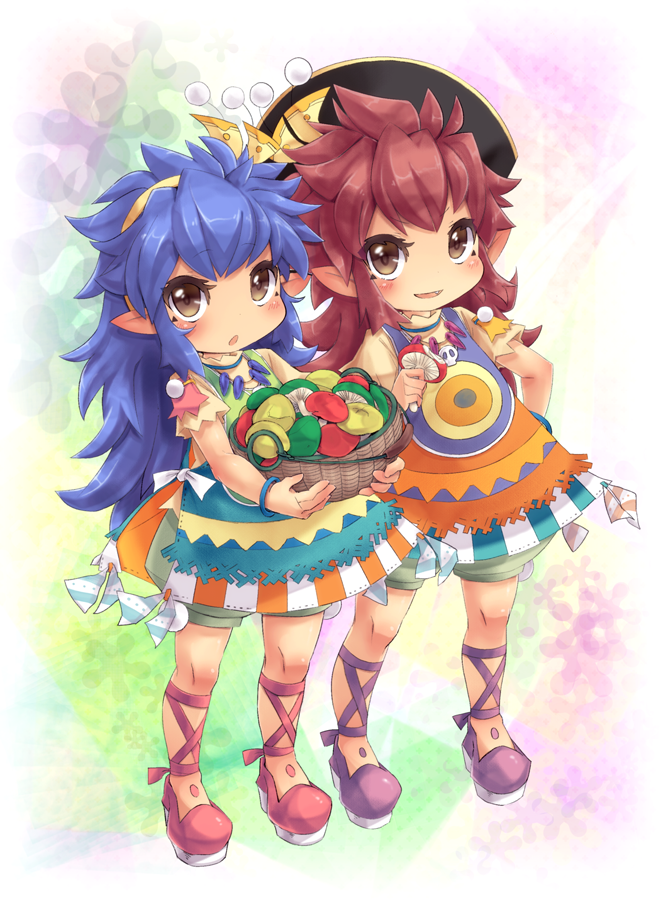 bicorne, blue_hair, brown_eyes, hat, long_hair, mano_(shampoohatter), march_(trusty_bell), mushroom