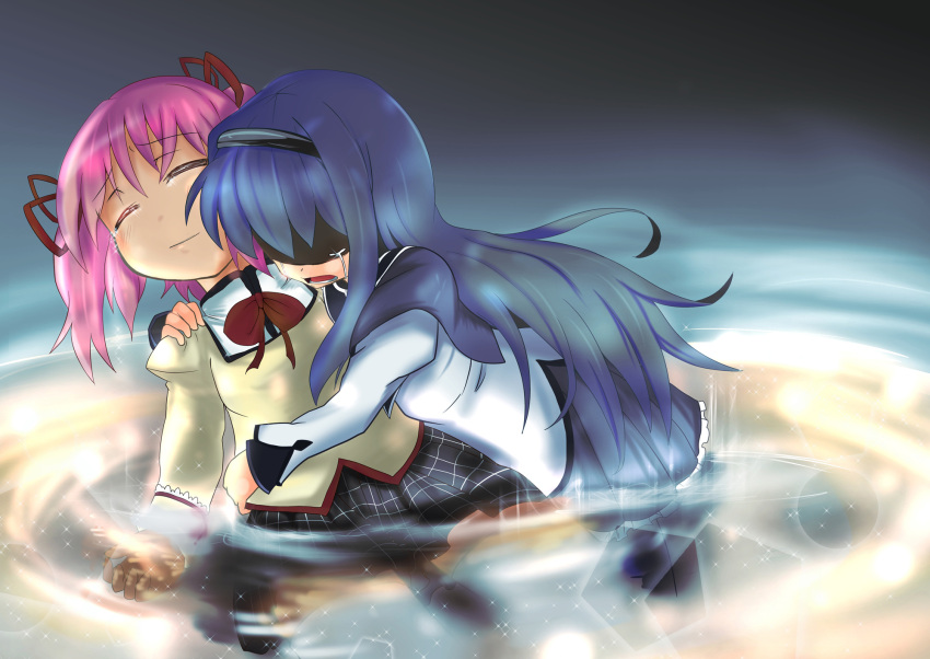 akemi_homura, highres, kaname_madoka, long_hair, magical_girl, mahou_shoujo_madoka_magica, multiple_girls, nukoimo
