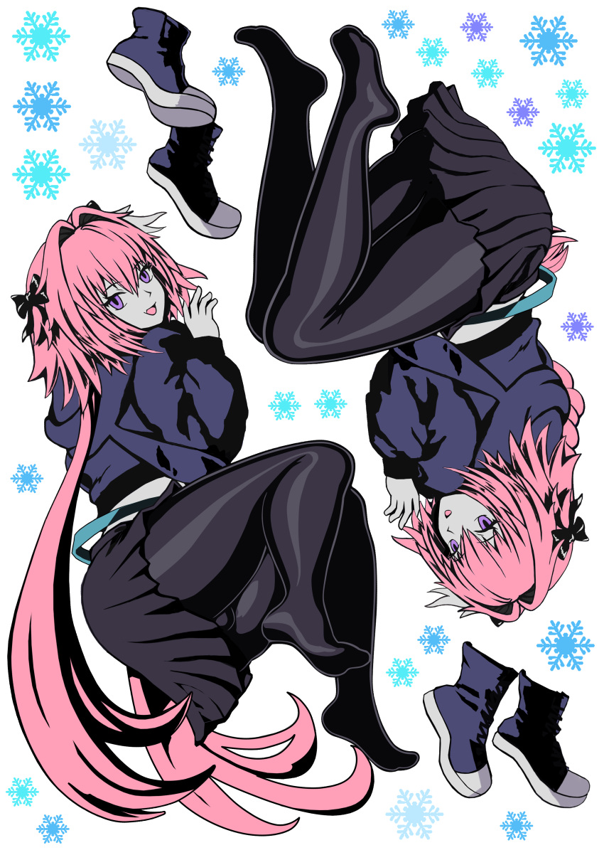 1boy, absurdres, astolfo_(fate), astolfo_(memories_at_trifas)_(fate), belt, black_bow, black_pantyhose, black_skirt