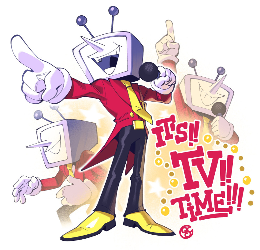 1boy, ant_tenna, black_pants, crt, deltarune, gloves, highres, holding